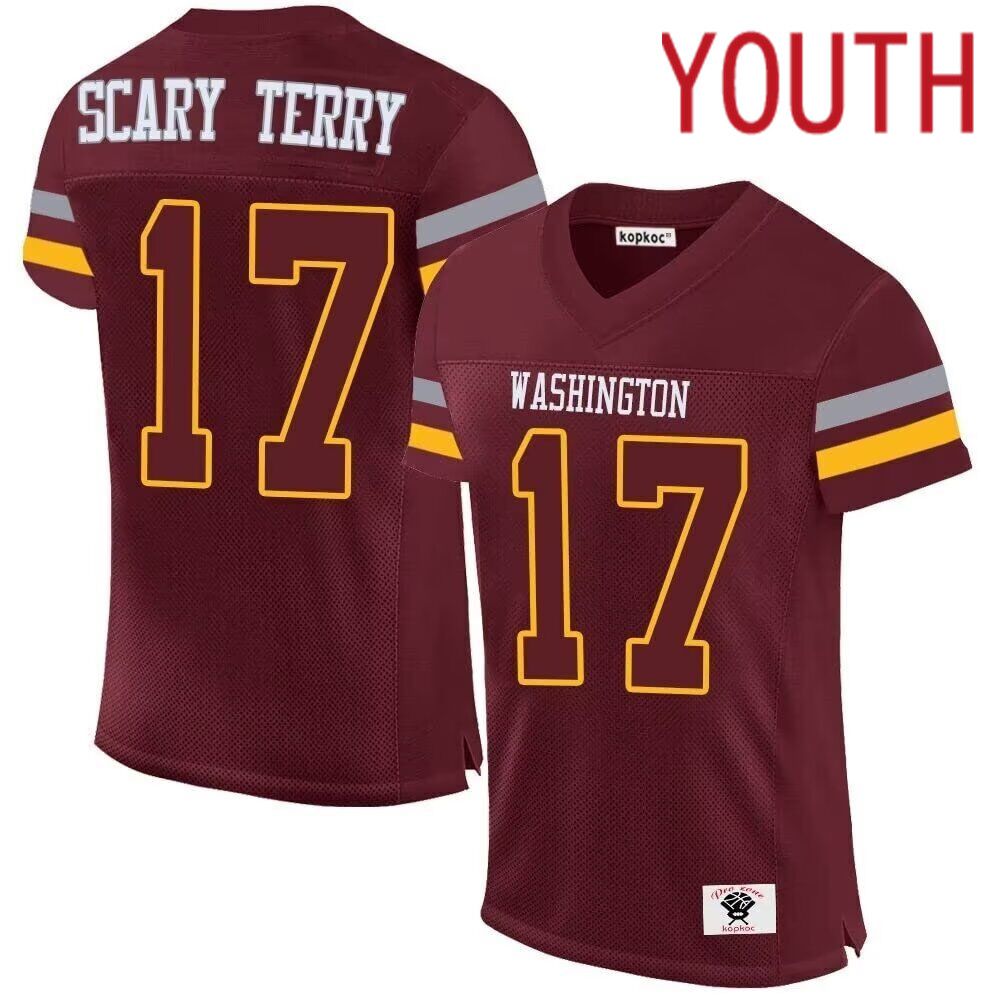 Youth NFL Washington Commander #17 Scary Terry 2024 Nike Game red throwback Jersey